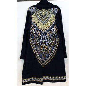 Soft Surroundings Long Black Sweater Cardigan sz 1X NWT Beaded Embroider Flower
